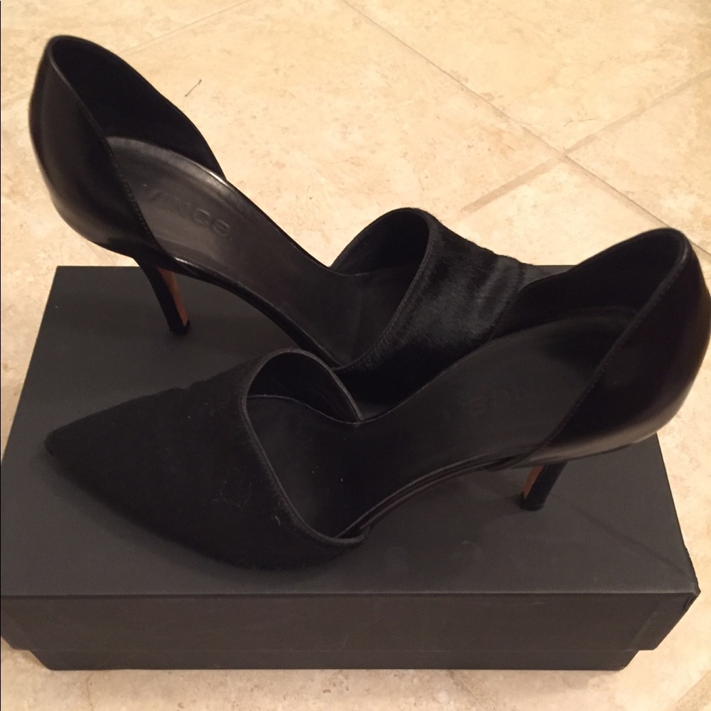 Vince ‘Claire’ Black Calf Hair/Leather Pump, 8.5